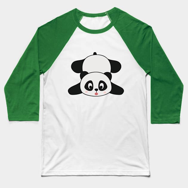 Cute Clumsy Panda Bear Graphic Illustration Baseball T-Shirt by New East 